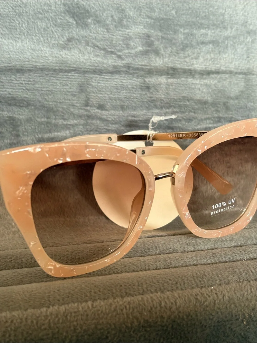 Pink Marbled Cat-Eye Sunglasses with Brown Gradient Lenses